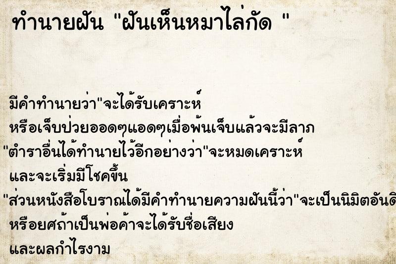 ทำนายฝัน ฝันเห็นหมาไล่กัด 